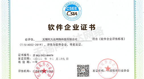 【喜訊】：熱烈祝賀無錫阿凡達網(wǎng)絡獲得“雙軟企業(yè)證書”！
